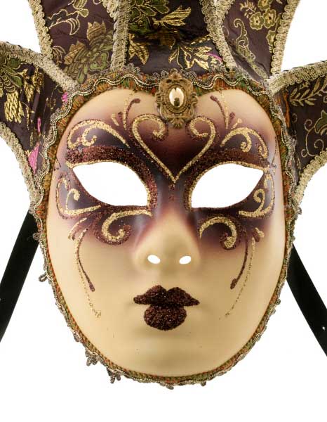 Masque Elfe Volto Jolly Marron à 5 Pointes – Artisanat Authentique de Venise