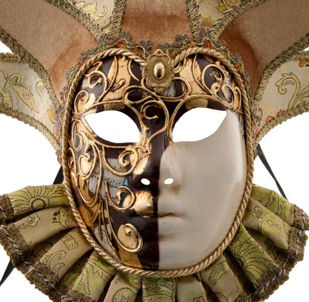 Masque Musica à Bavière Volto Jolly Marron et Doré – Artisanat Authentique de Venise