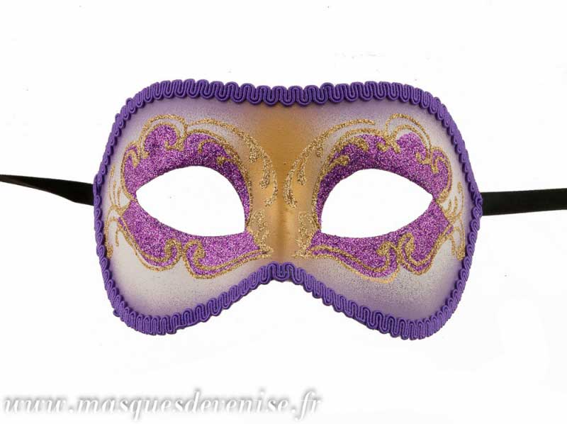 Masque Colombine Vénitien Violet et Doré – Artisanat Authentique de Venise