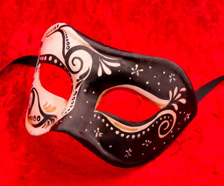 Masque Colombine Ornella Noir et Blanc – Artisanat Authentique de Venise