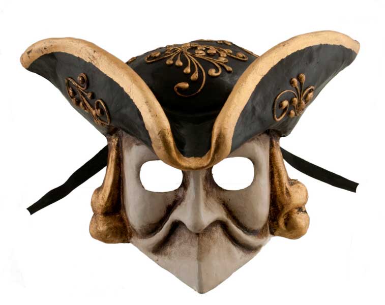 Masque Vénitien Casanova de Luxe en Papier Mâché – Bauta Blanc – Artisanat Authentique de Venise