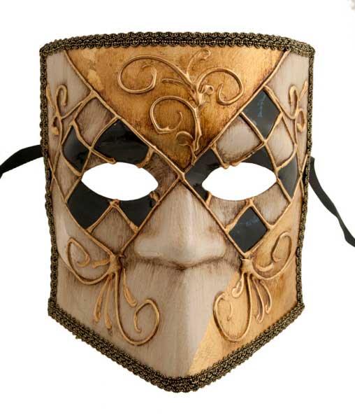 Masque Vénitien Bauta Losange Noir et Blanc – Artisanat Authentique de Venise