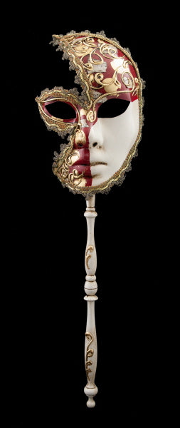 Masque Vénitien Colombine à Bâton Lune Musica – Artisanat Authentique de Venise
