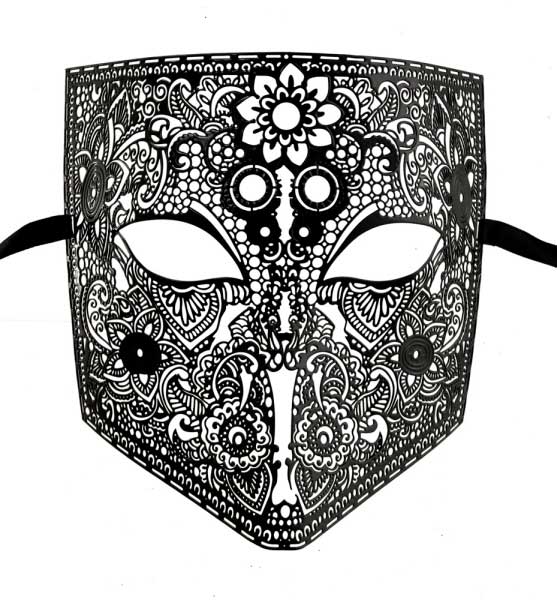 Masque Vénitien Bauta en Métal Filigrane Noir – Artisanat Authentique de Venise