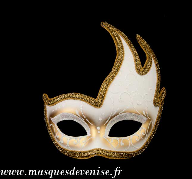 Masque Colombine Cygne Blanc et Doré – Artisanat Authentique de Venise