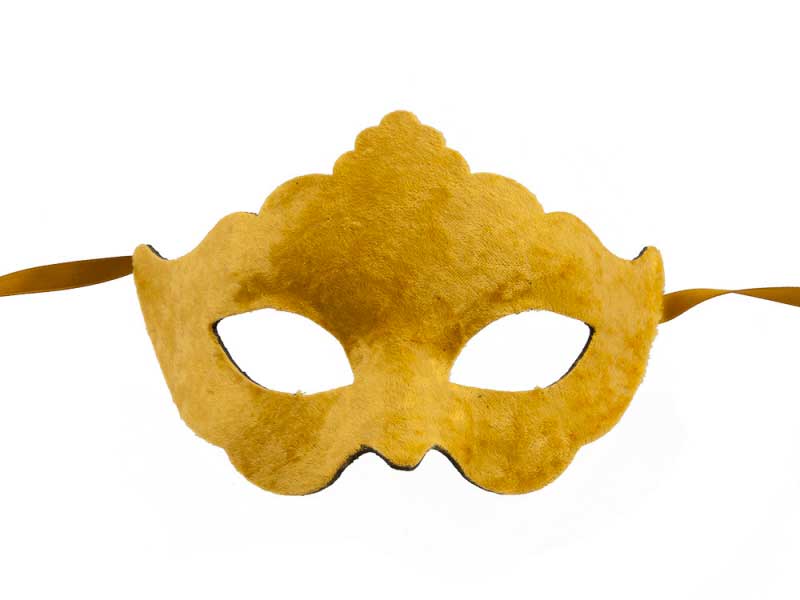 Masque de Venise Loup Jaune Ocre en Velours – Artisanat Authentique de Venise