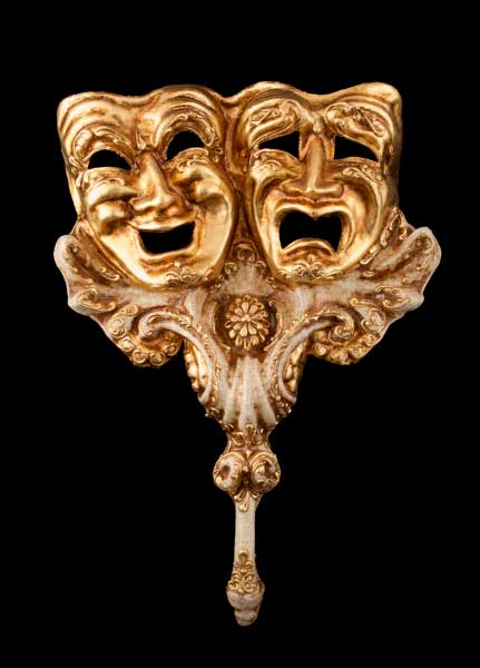 Masque Vénitien Tragedia à Bâton Double Face Comédie et Tragédie – Artisanat Authentique de Venise