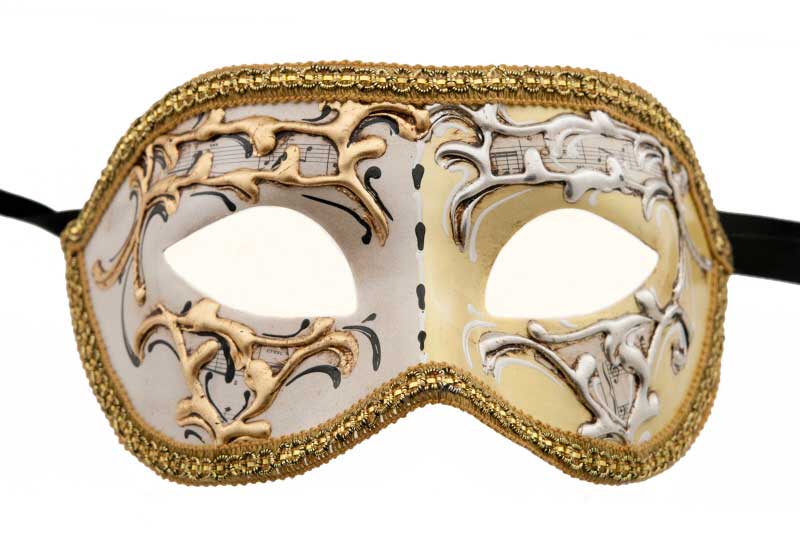 Masque Colombine Musica Jaune et Doré – Artisanat Authentique de Venise