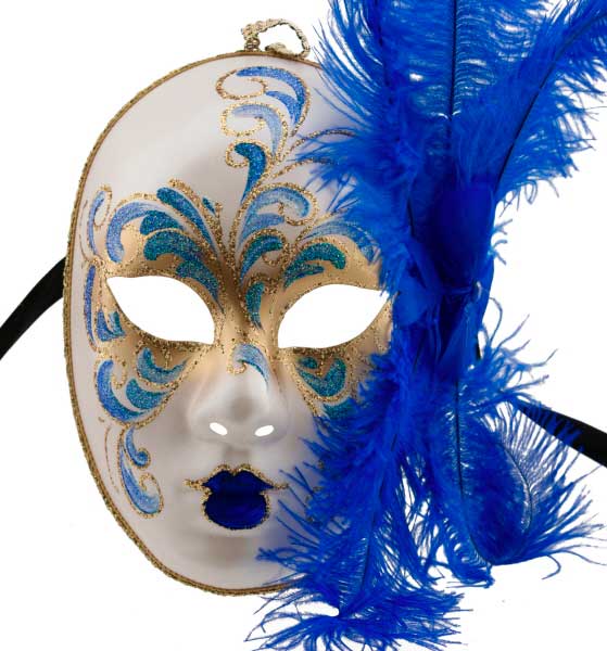 Masque Visage Vénitien Volto à Plumes – Artisanat Authentique de Venise