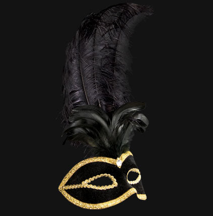 Masque Loup Colombine Velouté Noir et Doré – Artisanat Authentique de Venise