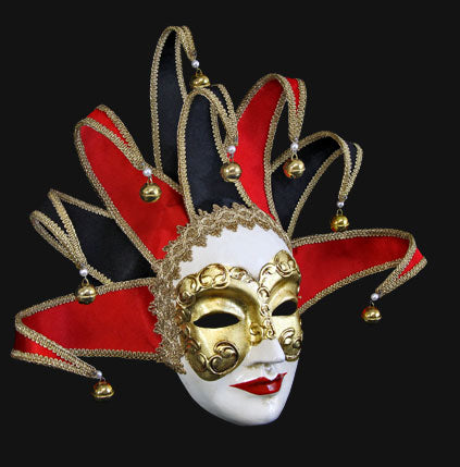Masque Volto Jolly Rouge et Doré – Artisanat Authentique de Venise