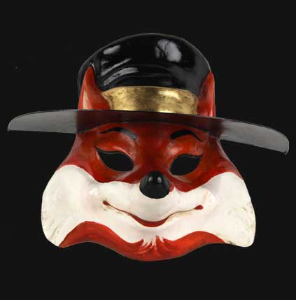 Masque Vénitien Le Renard et son Chapeau en Papier Mâché – Artisanat Authentique de Venise