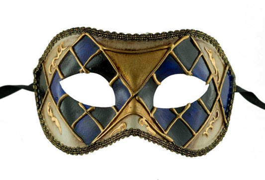Masque Colombine Mosaïque Bleu et Vert – Artisanat Authentique de Venise
