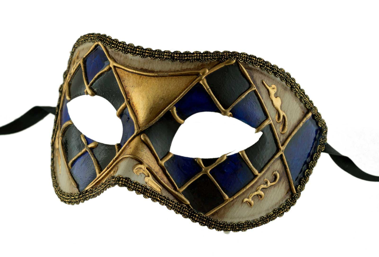 Masque Colombine Mosaïque Bleu et Vert – Artisanat Authentique de Venise
