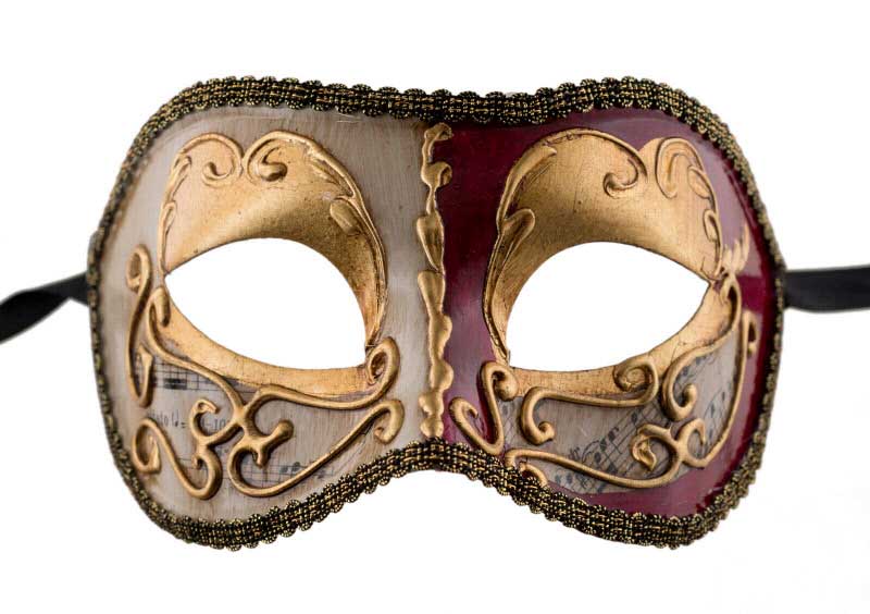 Masque Colombine Rouge Doré – Artisanat Authentique de Venise