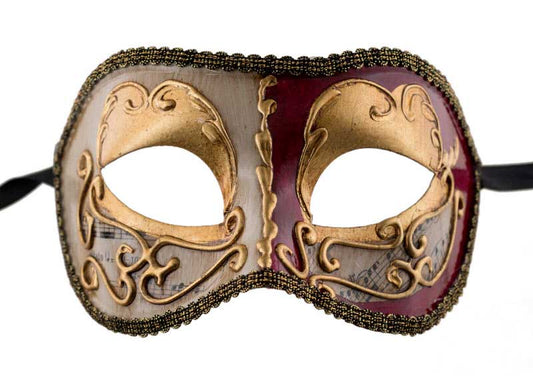 Masque Colombine Rouge Doré – Artisanat Authentique de Venise