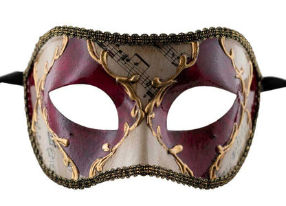 Masque Colombine Losange Rouge Doré – Artisanat Authentique de Venise