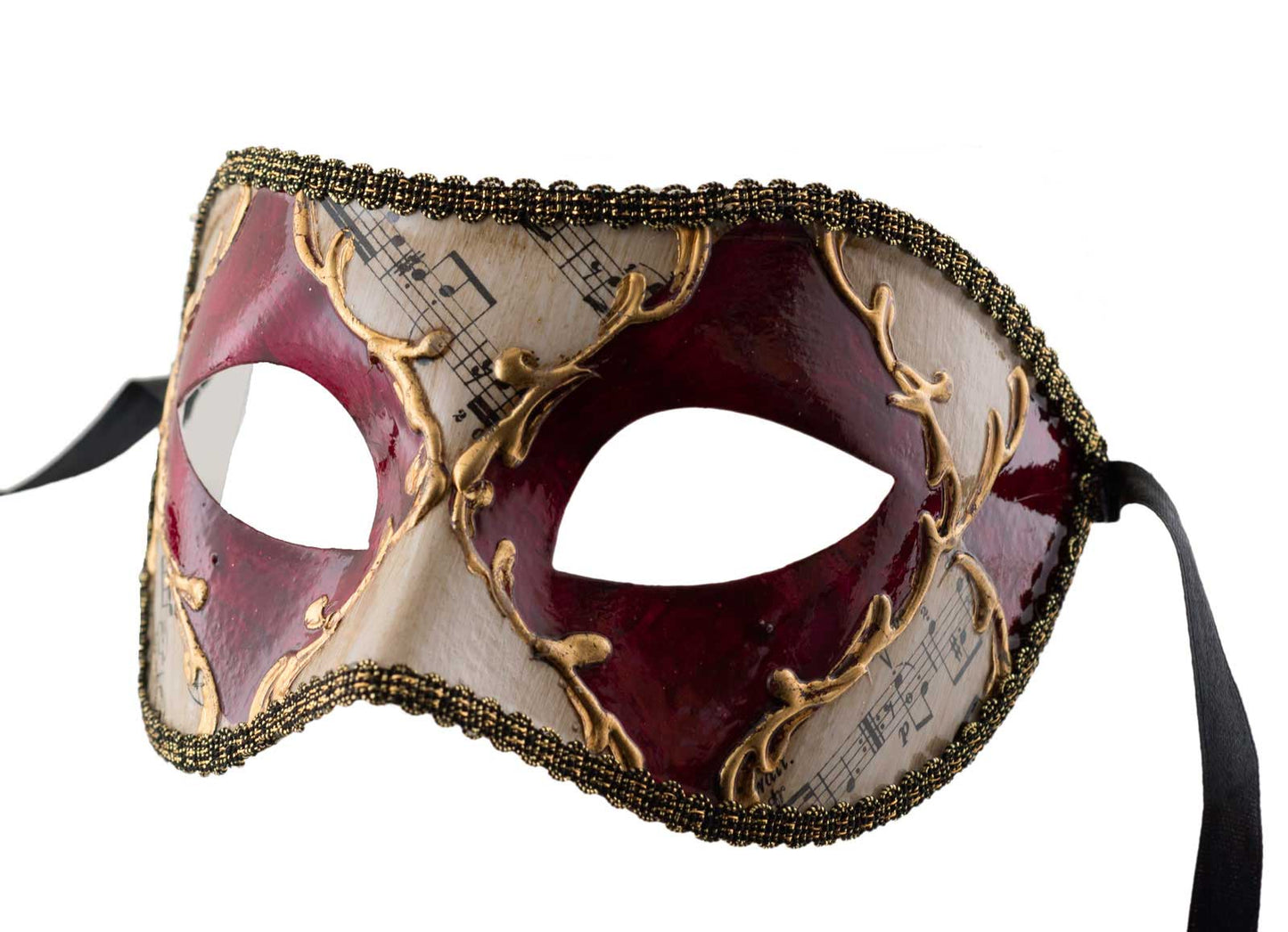 Masque Colombine Losange Rouge Doré – Artisanat Authentique de Venise