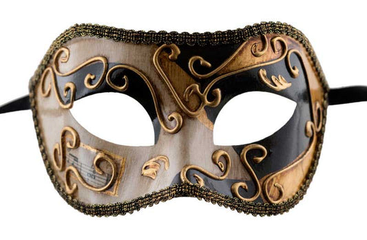Masque Colombine Doré Noir – Artisanat Authentique de Venise