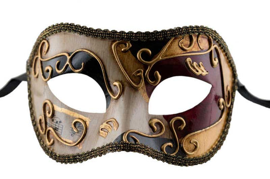 Masque Colombine Rouge, Doré et Noir – Artisanat Authentique de Venise