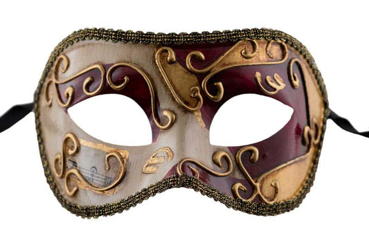 Masque Colombine Rouge et Doré – Artisanat Authentique de Venise