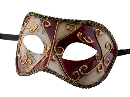Masque Colombine Losange Rouge et Doré – Artisanat Authentique de Venise