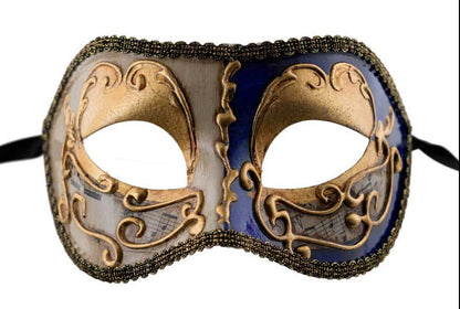 Masque Colombine Bleu Doré – Artisanat Authentique de Venise