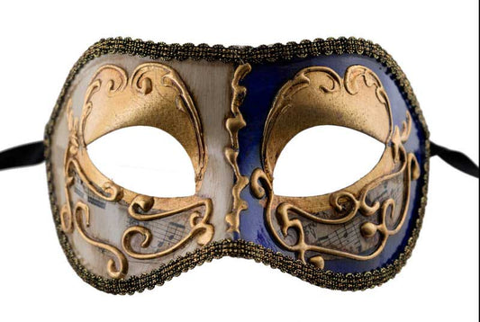 Masque Colombine Bleu Doré – Artisanat Authentique de Venise