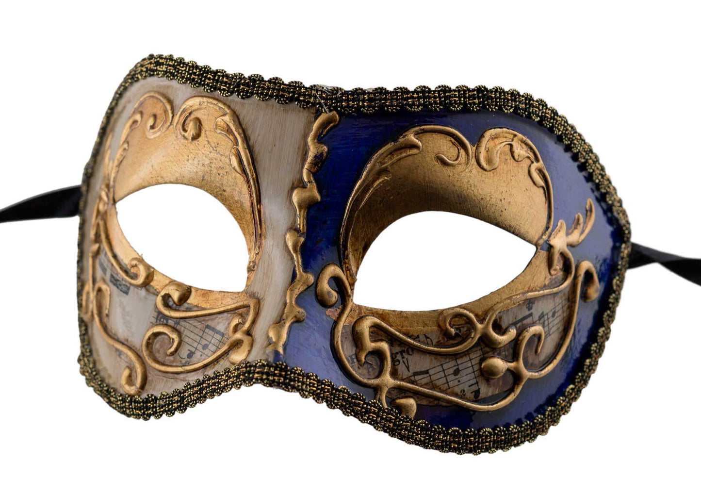 Masque Colombine Bleu Doré – Artisanat Authentique de Venise