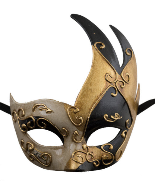 Masque Colombine Cygne Noir et Doré – Artisanat Authentique de Venise