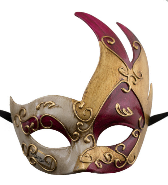 Masque Colombine Cygne Arabesque Rouge – Artisanat Authentique de Venise