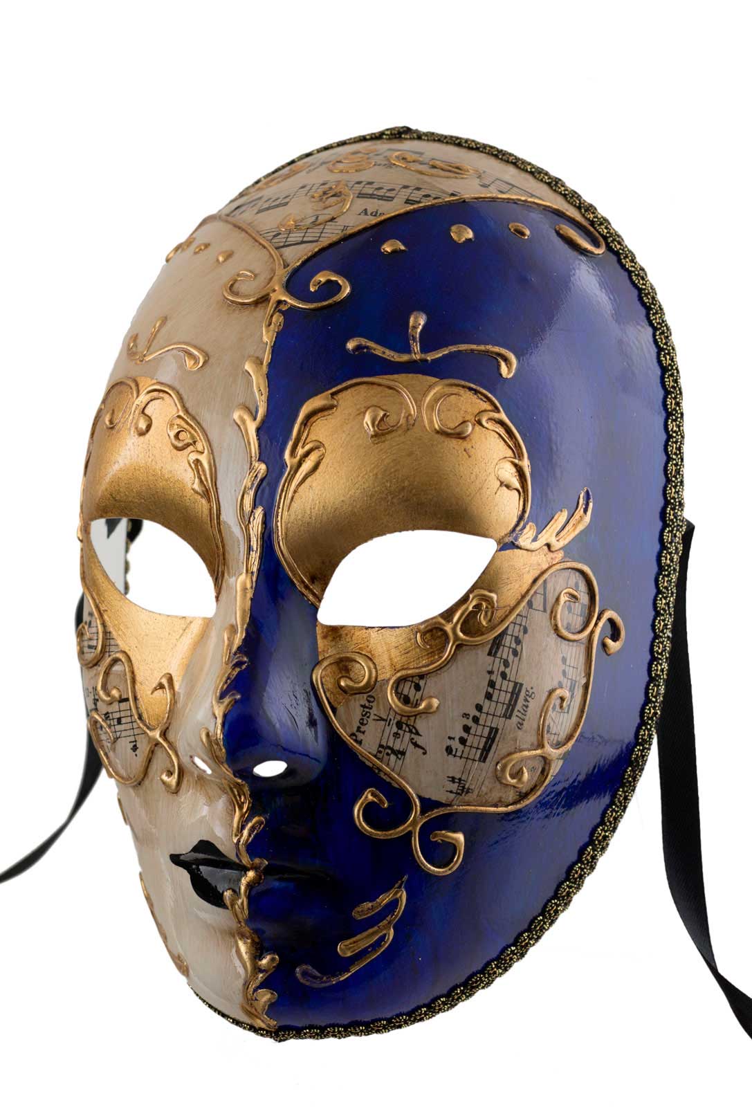 Masque Vénitien Mystère Bleu et Doré – Artisanat Authentique de Venise