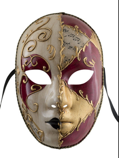 Masque Vénitien Volage Rouge et Doré – Artisanat Authentique de Venise