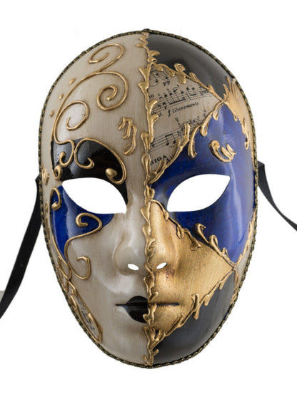 Masque Vénitien Volage Bleu et Doré – Artisanat Authentique de Venise