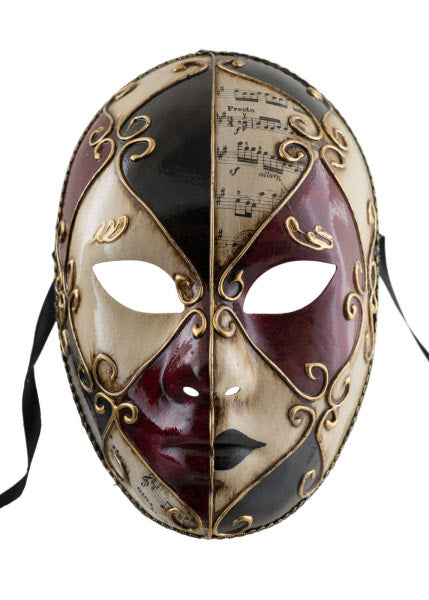 Masque Volto Musica Rouge et Noir – Artisanat Authentique de Venise
