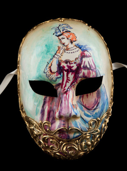 Masque Vénitien Prestige “Portrait d’une Femme Secrète” Volto – Carnaval de Venise – Artiste Edmond