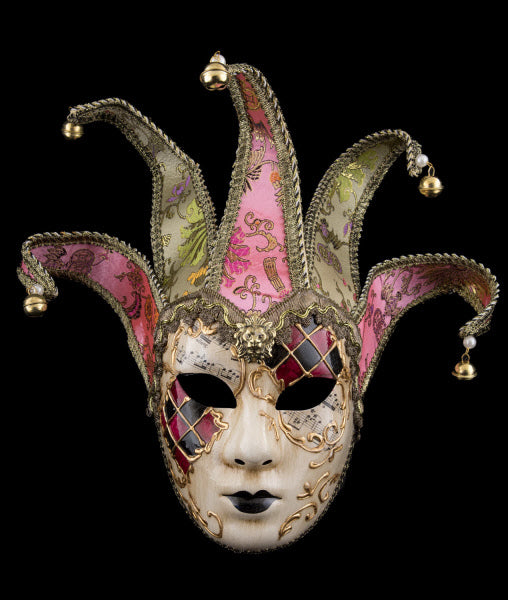 Masque Volto Jolly Rouge et Doré à 5 Pointes – Artisanat Authentique de Venise