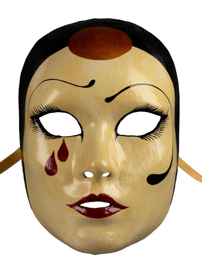 Masque Pierrot en Papier Mâché – Artisanat Authentique de Venise – Artiste Manuela 2007