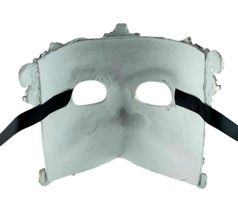 Masque Vénitien Bauta Barocco Argenté et Blanc – Artisanat Authentique de Venise