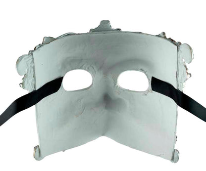Masque Vénitien Bauta Barocco Argenté et Blanc – Artisanat Authentique de Venise