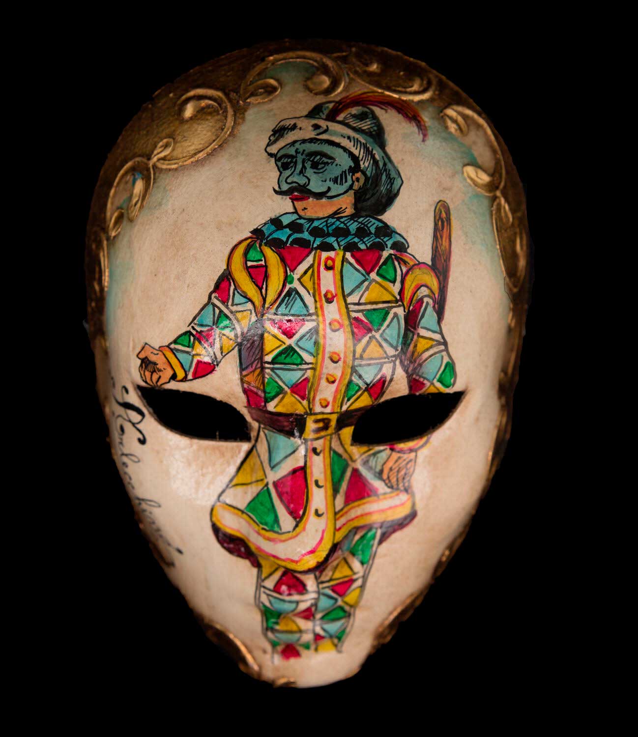 Masque Volto Visage Arlecchino – Artisanat Authentique de Venise