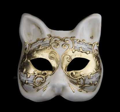 Masque Chat Gatto Musica Doré Collection Iceland – Artisanat Authentique de Venise