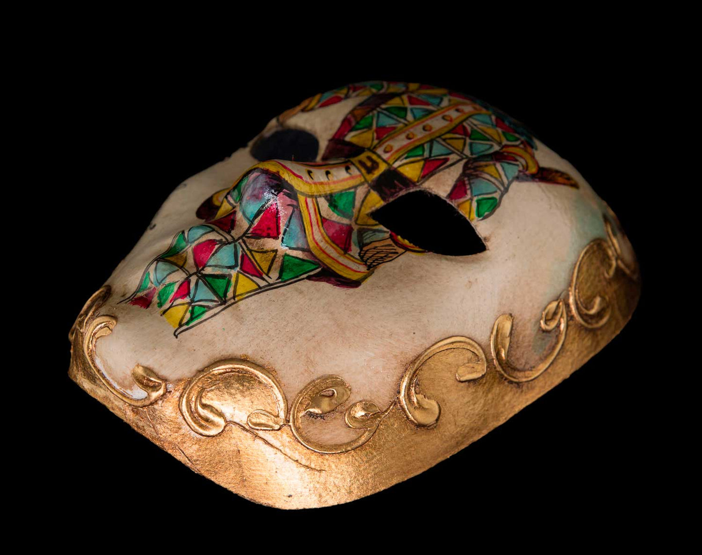 Masque Volto Visage Arlecchino – Artisanat Authentique de Venise