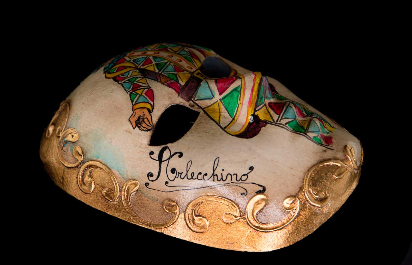 Masque Volto Visage Arlecchino – Artisanat Authentique de Venise