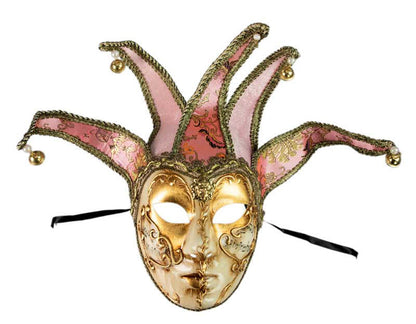 Masque de Venise Jolly Rose Doré à 5 Pointes – Artisanat Authentique de Venise