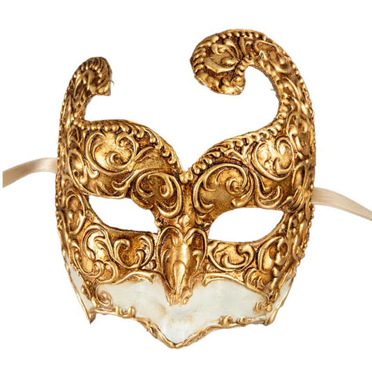Masque Baroque Doré – Artisanat Authentique de Venise