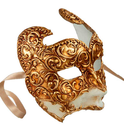Masque Baroque Doré – Artisanat Authentique de Venise