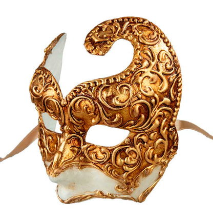 Masque Baroque Doré – Artisanat Authentique de Venise