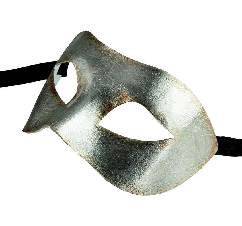 Masque de Venise Colombine Baroque Argenté – Artisanat Authentique de Venise