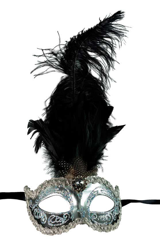Masque Loup Vénitien à Plumes Noire – Artisanat Authentique de Venise